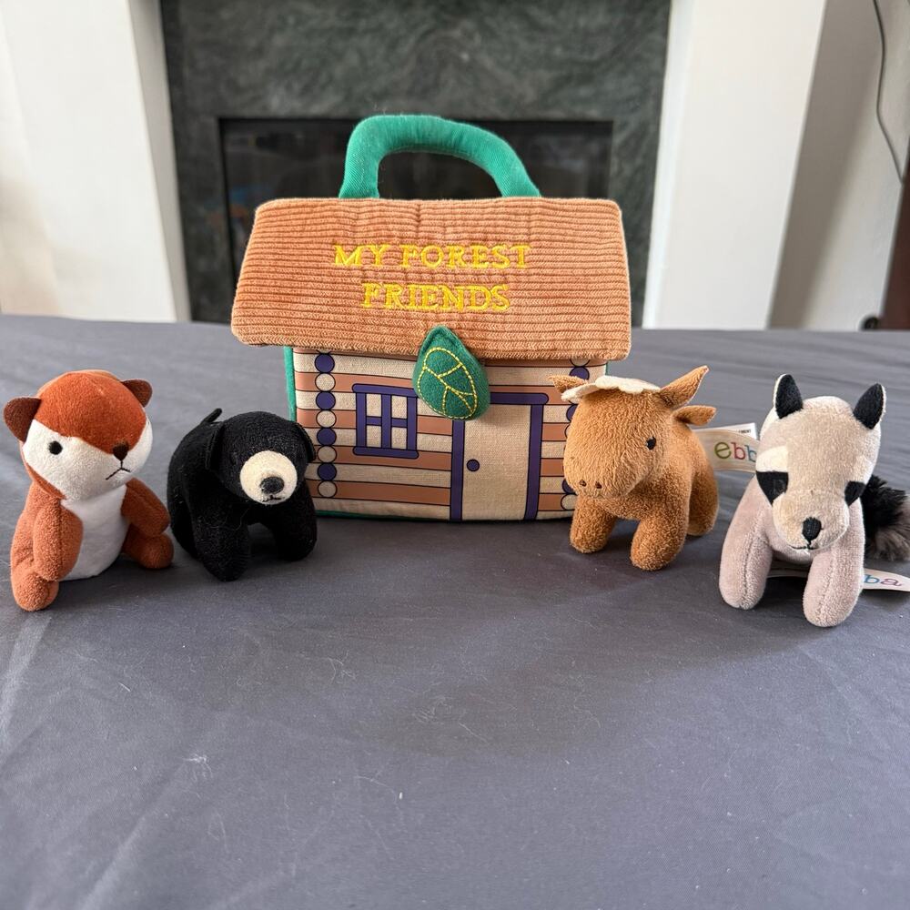 ebba My Forest Friends Plush Playset Cabin Carrier 4 Woodland Animals